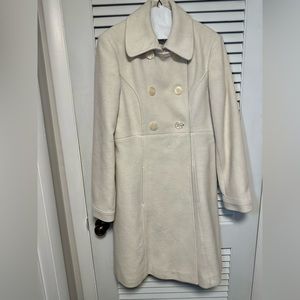 Via cream long peacoat size 12